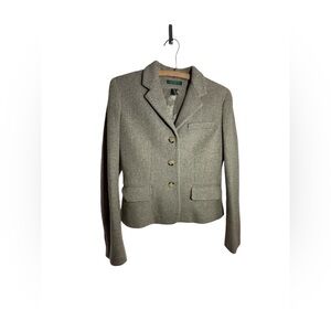 Ralph Lauren Tweed Blazer Size 4 Women’s Suit Jacket Tan